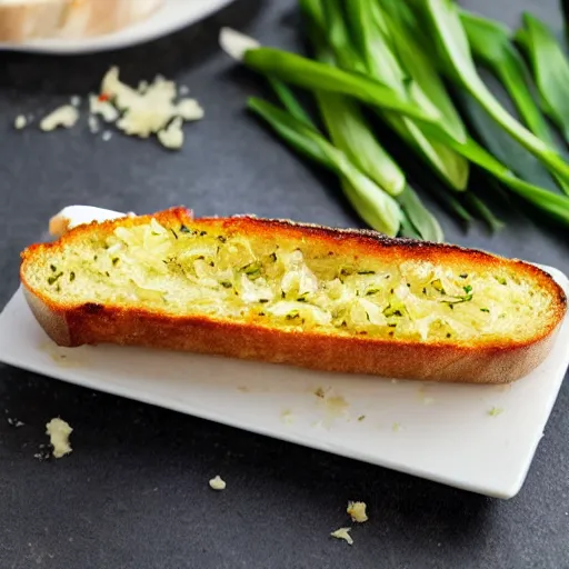 Prompt: the most mouthwatering piece of garlic bread