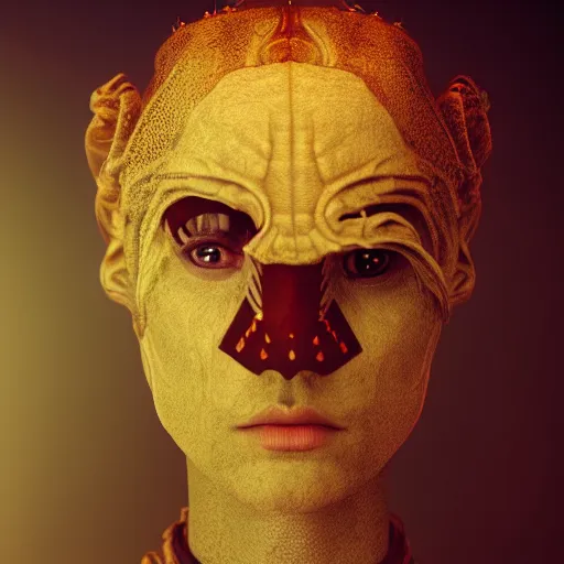 Image similar to portrait of an unknown creature, renaissance style, star wars character, volumetric lights, symmetry, headpiece, trending on artstation, sharp focus, leica, studio photo, intricate details, highly detailed