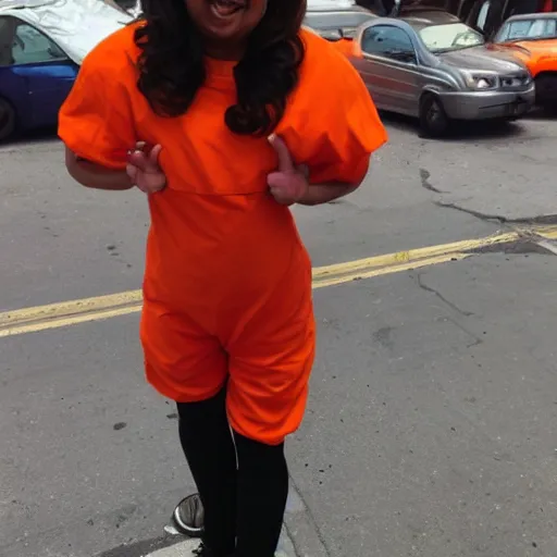 Image similar to cute chick dressed as an inmate, campau mike style