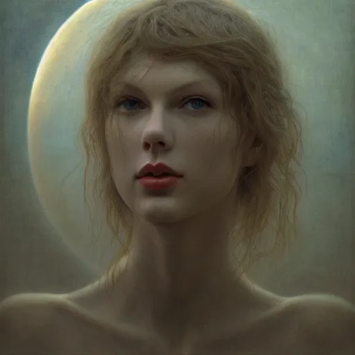 Prompt: Woman masterpiece, Taylor Swift, lines, by Edgar Maxence and Ross Tran, Zdzisław Beksiński, and Michael Whelan, distant, gustav dore, H.R. Giger, 8k, octane render