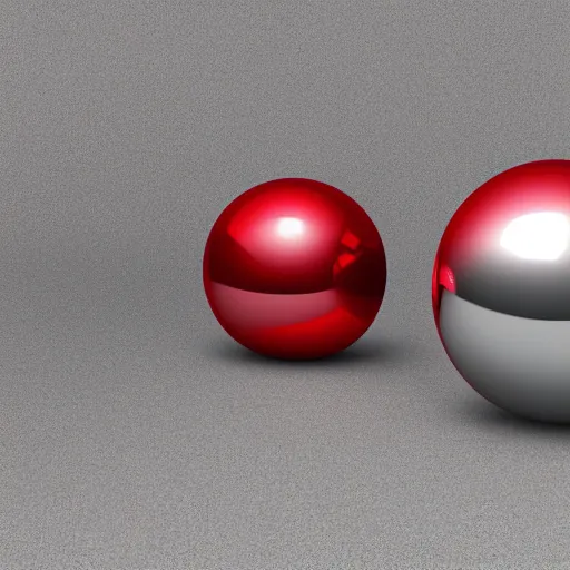 Prompt: chrome spheres on a red cube, matte painting
