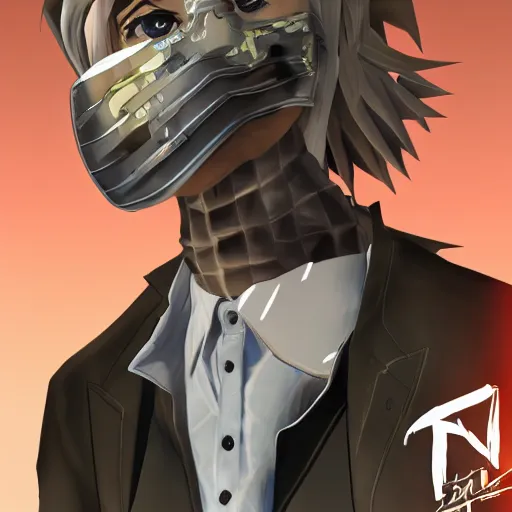 Image similar to detailed guy in the mask made in persona style highly detailed high quality, 8k, smooth, art, art, detailed face,