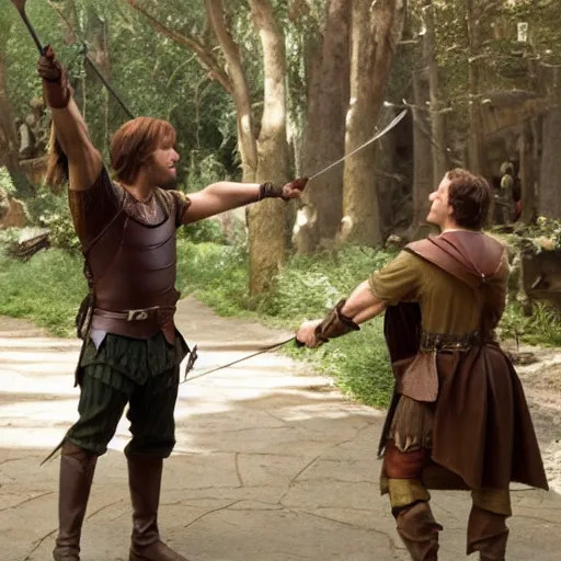 Prompt: Still of the remake of Robin Hood movie by Walt Disney