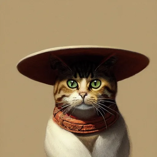 Prompt: a well designed portrait of a cat wearing a sombrero, detailed, realistic, sketch style, artstation, greg rutkowski, 8 k resolution.