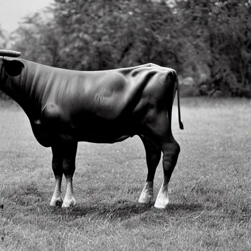 Image similar to a photo of a cow with human limbs, genetic abnormalities
