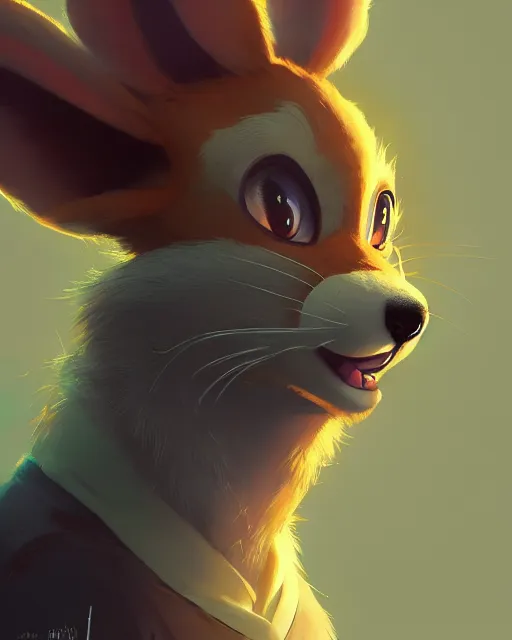 Image similar to a beautiful portrait of an anthropomorphic fursona furry disney character by cory loftis, fenghua zhong, ryohei hase, ismail inceoglu and ruan jia. volumetric light, artstation