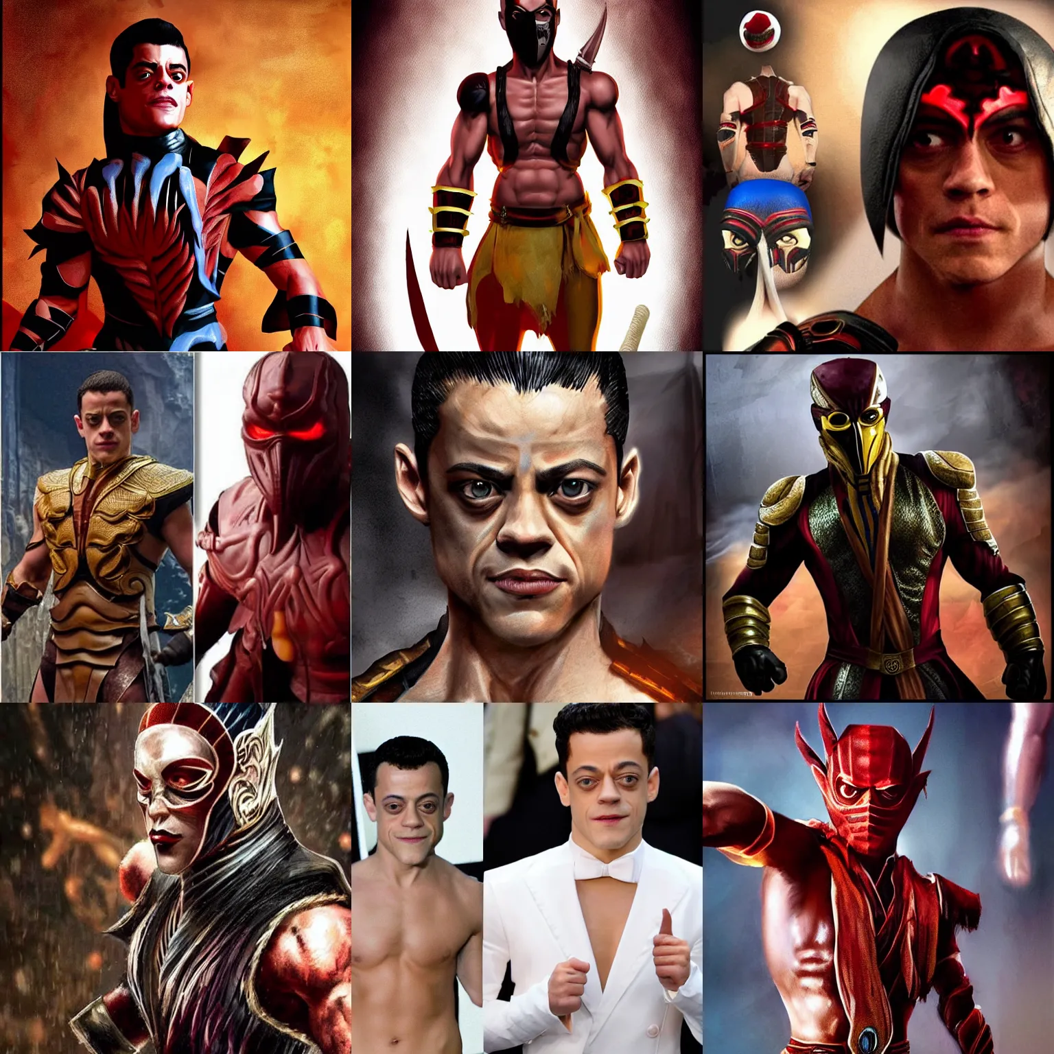 Prompt: Rami Malek as a goro from mortal kombat