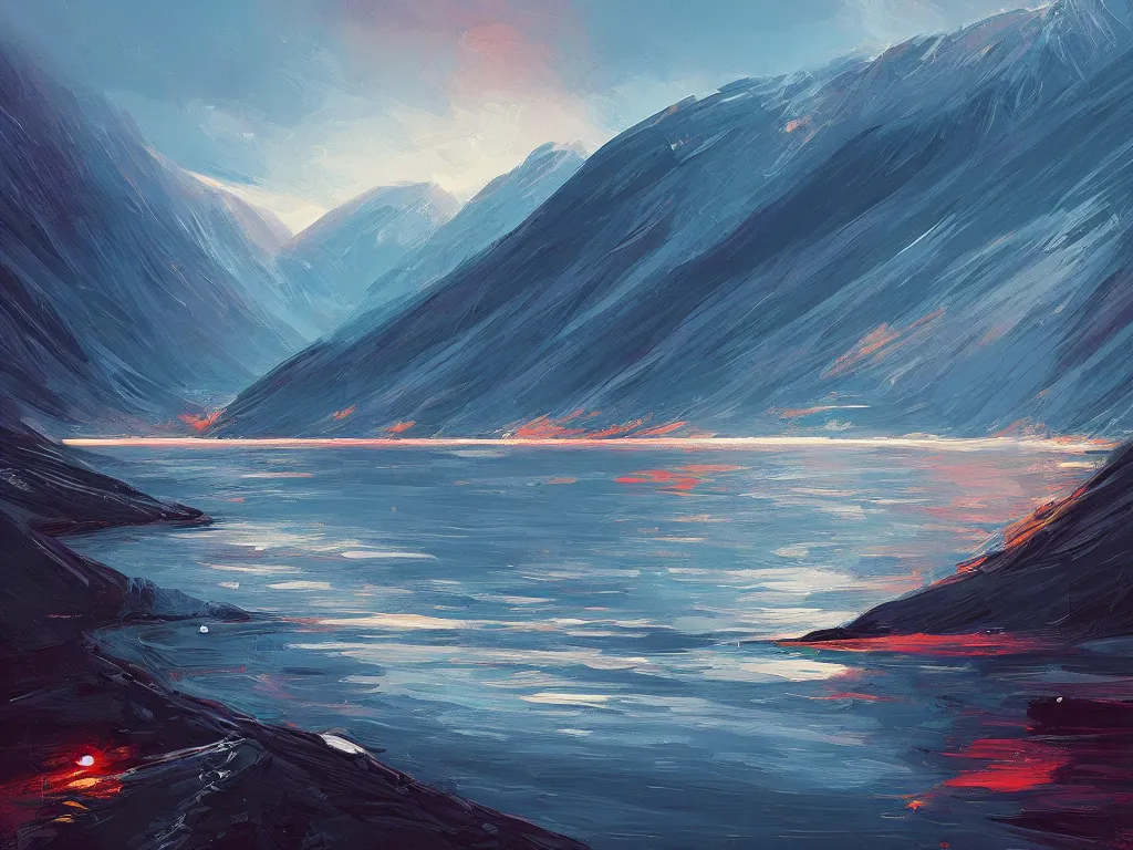 Image similar to the fjords of norway by alena aenami, petros afshar speedart