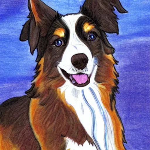 Prompt: australian shepard drawn by neil gaiman