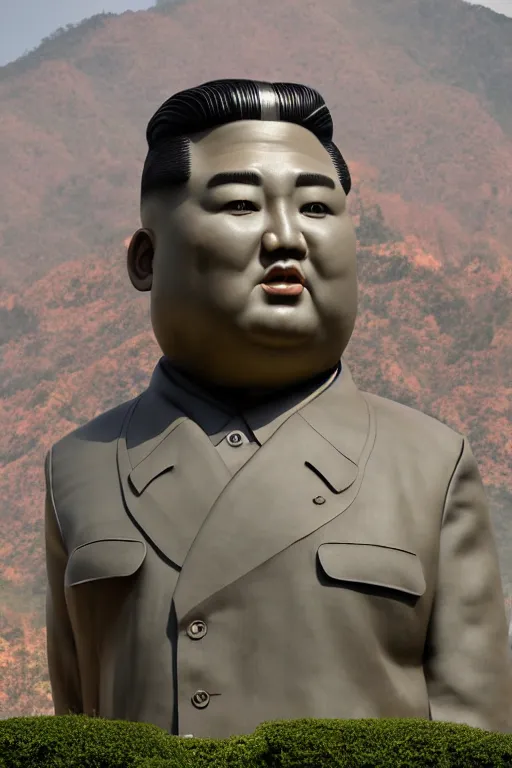 Image similar to a gigantic statue of kim jong un that can be seeing from the orbit, nasa space photography, hubble telescope, symmetry, awesome exposition, very detailed, highly accurate, 8 k