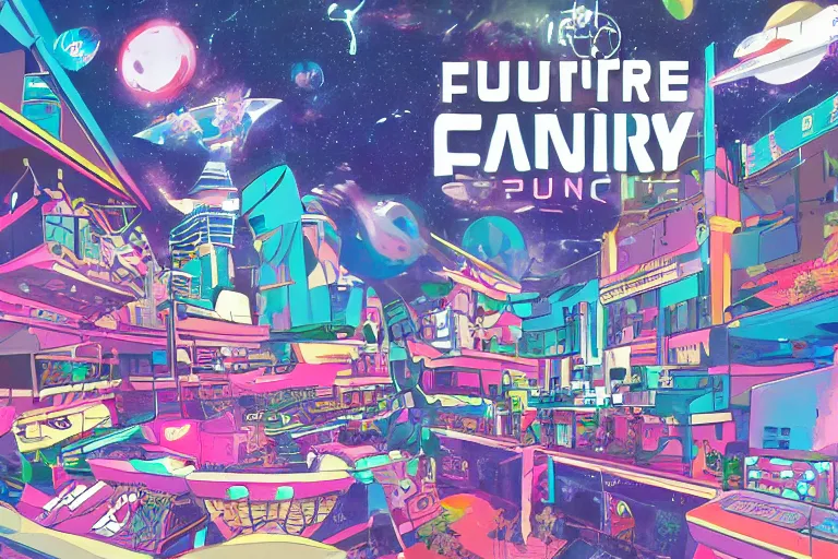 Image similar to future funk space city