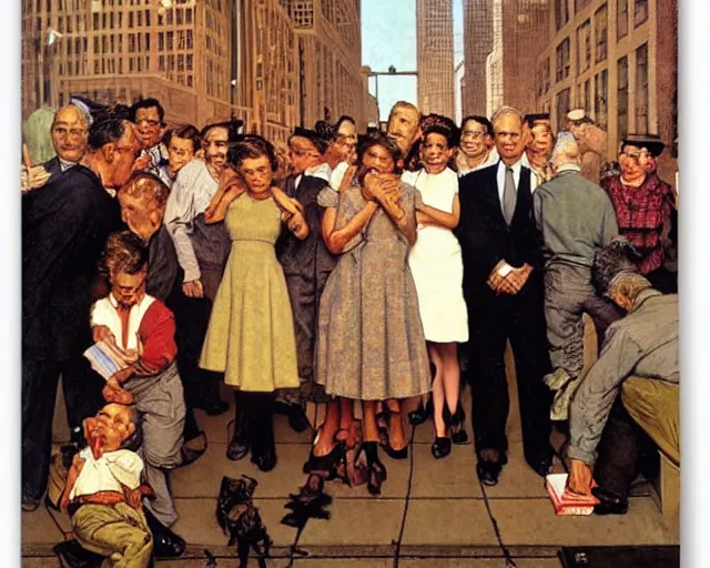 Prompt: chicago by norman rockwell