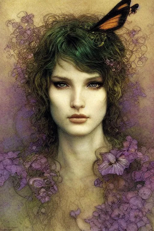 Prompt: headshot portrait of a beautiful faerie, golden ratio, detailed, rainbowshift, by jean - baptiste monge, maxfield parrish, john william waterhouse, brian froud