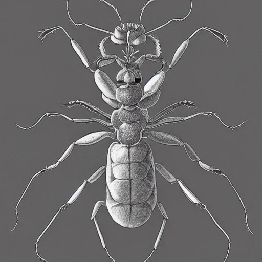 Prompt: ant, botanical illustration, black and white