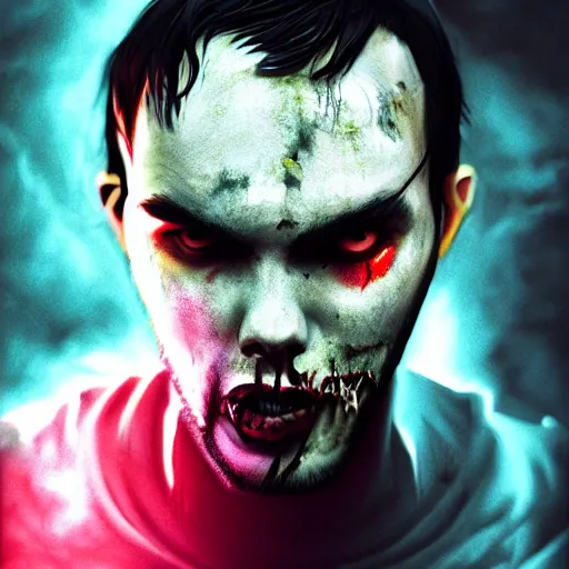 Image similar to angry urban zombie portrait of nicholas hoult, grimdark horror, stylized digital illustration, radiating a glowing aura, global illumination, ray tracing, hdr, fanart arstation by ian pesty and katarzyna bek - chmiel