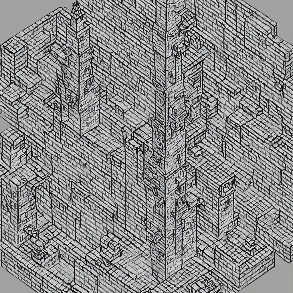 Image similar to isometric - wizard - tower - tile - lineart. png