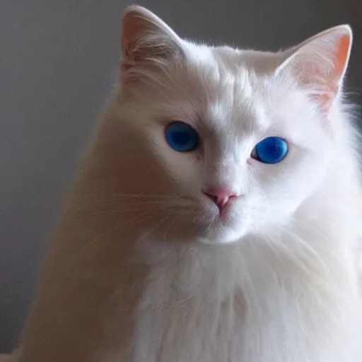 Prompt: a beautiful albino cat with golden fur