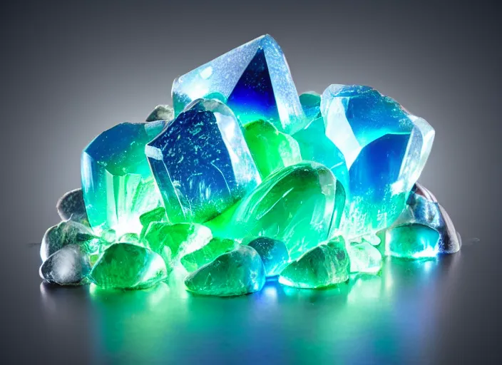Image similar to crystal with strong color, glow