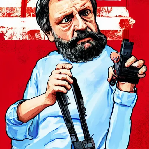 Image similar to Slavoj Žižek as a GTA charaacter