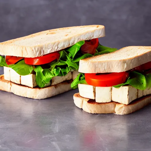 Image similar to tofu sandwich with led light inside, studio photo, amazing light