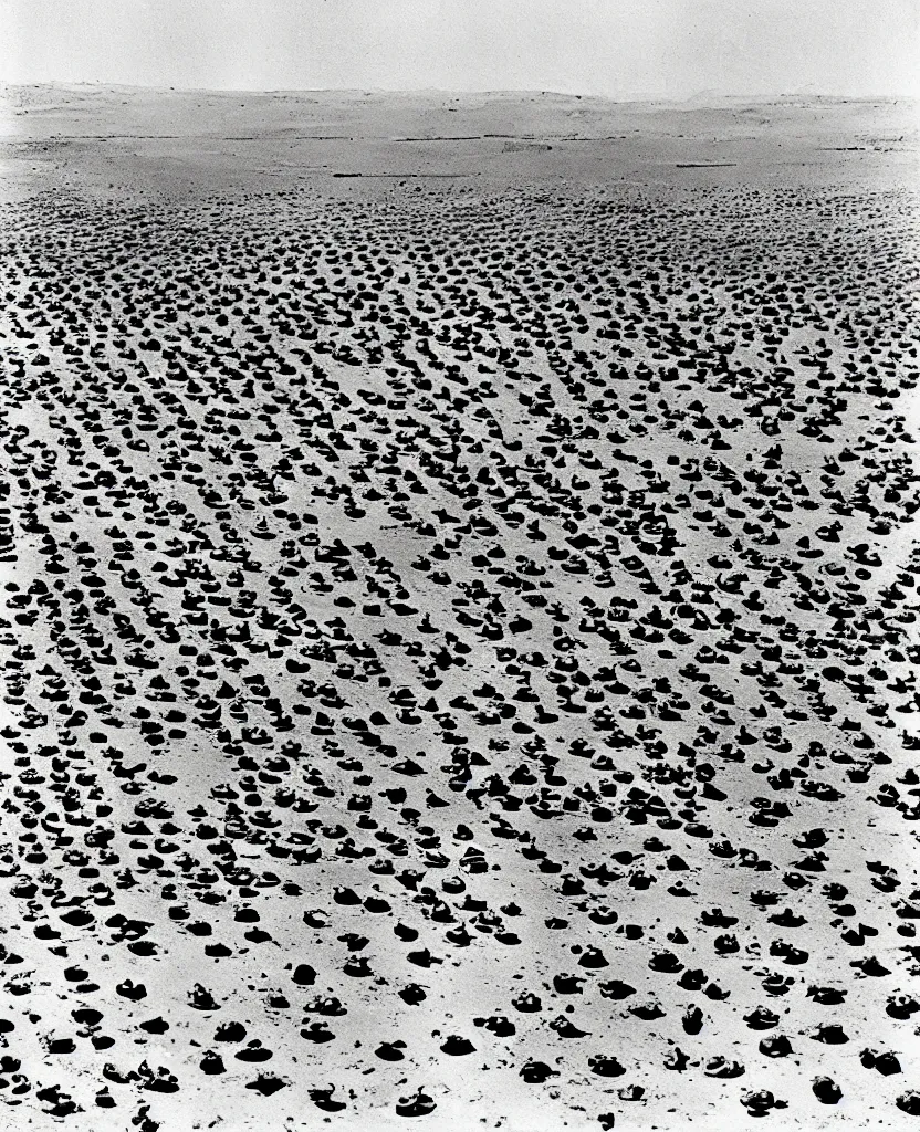 Image similar to a beautiful painting of bombs impact on desert in el alamein battle, wwii, black and white, painted by escher