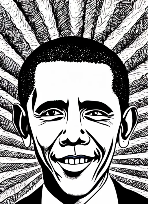 Image similar to junji ito style portrait of barack obama, intricate, highly detailed, illustration, art by junji ito, junji ito