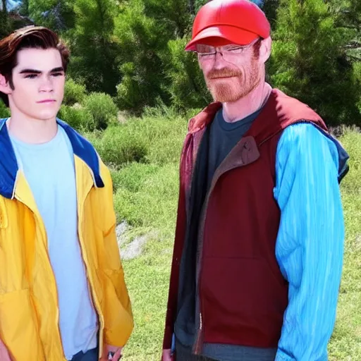 Image similar to kj apa with walter white, still from breaking bad