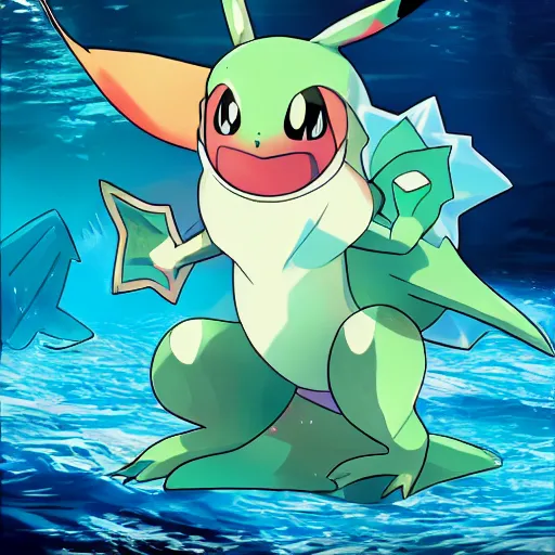 Image similar to A new Pokemon that is an aquatic cat, Pokemon official art, Gamefreak, Nintendo, 8k, Illustration