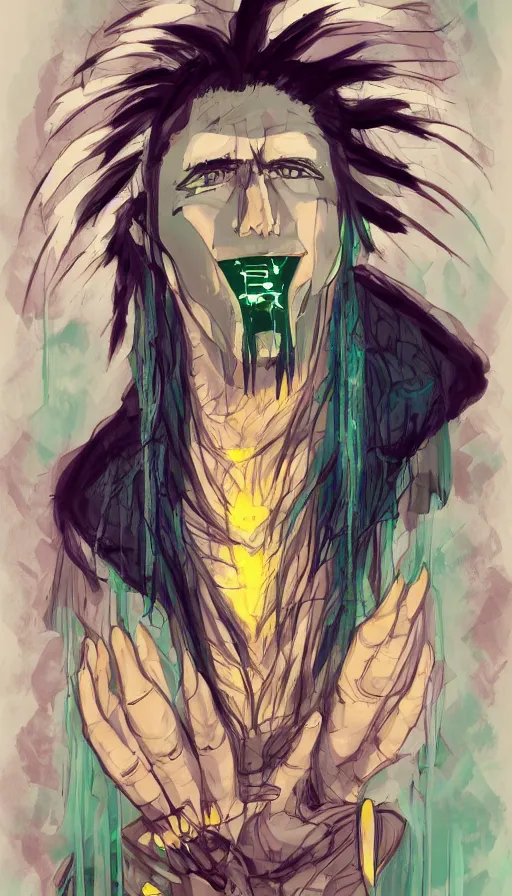 Image similar to portrait of a digital shaman, from cryptid academia