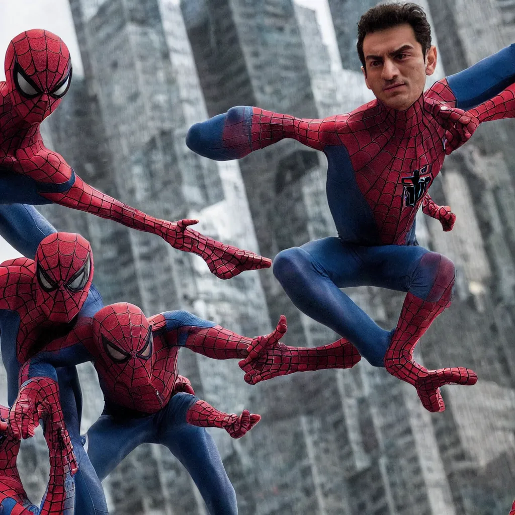 Prompt: cuneyt arkin and kemal sunal in spiderman movie