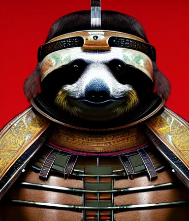 Image similar to photorealistic illustration of anthropomorphic sloth in traditional samurai armor : : digital art, concept art, character development