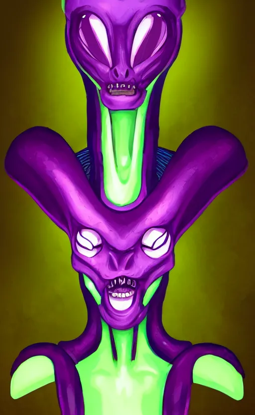 Prompt: character portrait art, ant alien, trending in artstation, purple color lighting