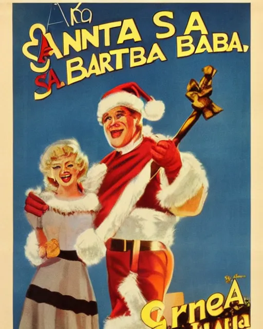 Image similar to a vintage movie poster about santa barbara,