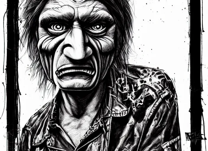 Image similar to an extremely detailed masterpiece grunge drawing of geronimo, in the style of richard avedon, after life, loony toons style, horror themed, detailed, elegant, intricate, trending on artstation, 4 k