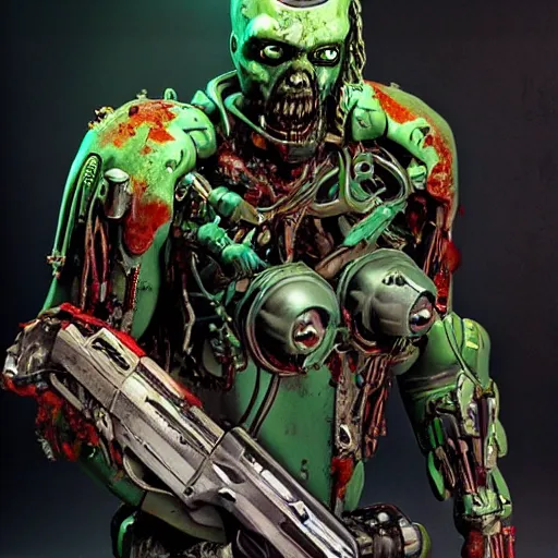 Image similar to zombie cyborg, doom eternal, photography