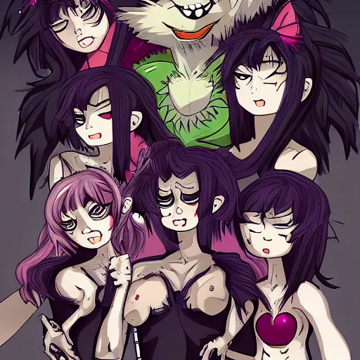 Image similar to anime werewolf, feral wolfgirl, kemonomimi, snarling, defensive, vicious