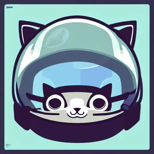 Image similar to a simplified vector based illustration about a kitten with a cosmonaut helmet, style of Akira motion movie, space colors, smooth and clean vector curves, no jagged lines, vinyl cut ready