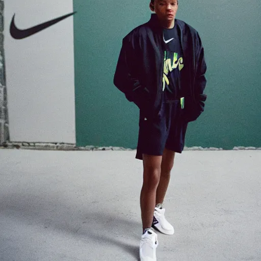 Image similar to realistic photoshooting for a new nike lookbook, color film photography, photo in style of tyler mitchell, 3 5 mm,