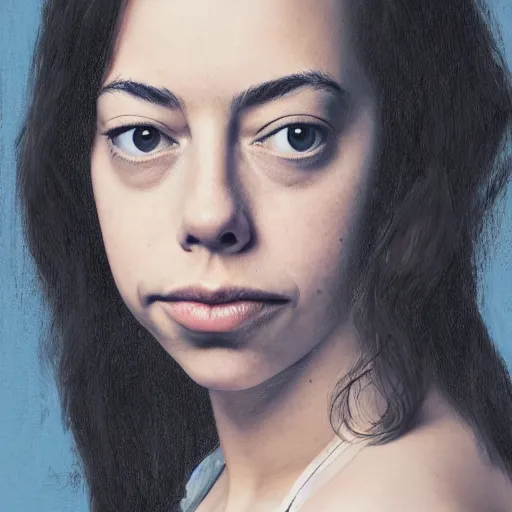 Image similar to a masterpiece portrait photo of a beautiful young woman who looks like a tai aubrey plaza