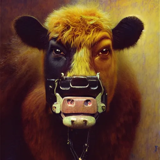 Prompt: portrait of a female furry bull cow in a police uniform. shadowrun furaffiniy cyberpunk fantasy highly detailed painting by gaston bussiere craig mullins jc leyendecker gustav klimt artgerm greg rutkowski john berkey, bergey, craig mullins, ruan jia, raymond swanland, jeremy mann, tom lovell, alex malveda