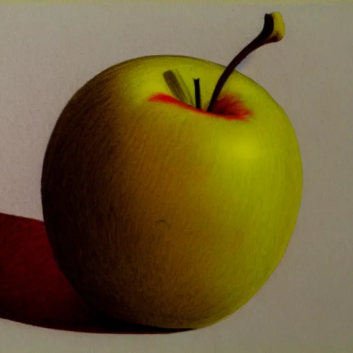 Prompt: drawing of an apple on white paper, by Charles Bargue, academic, realistic