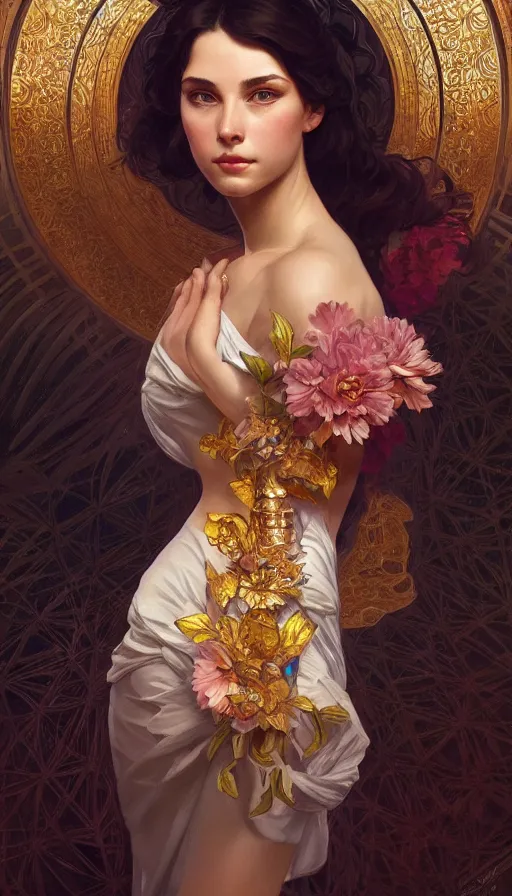 Prompt: perfectly-centered-Portrait of a most beautiful woman it the world, intricate, highly detailed, digital painting, artstation, concept art, smooth, sharp focus, illustration, Unreal Engine 5, 8K, art by artgerm and greg rutkowski and alphonse mucha