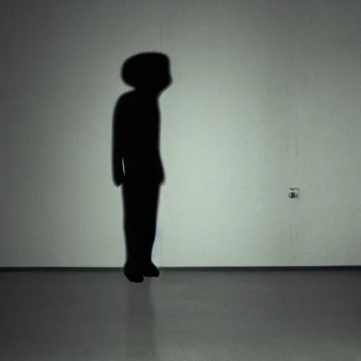 Prompt: lucid dream of a dark humanoid entity standing in the corner of a large empty room, spooky, ominous, mysterious