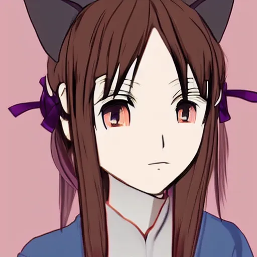 Prompt: a girl with a cat ear, anime style