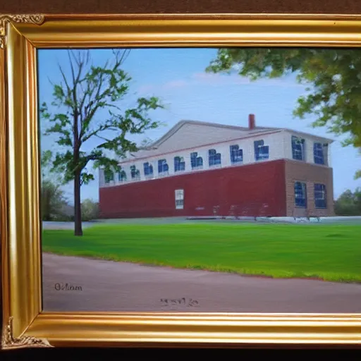 Image similar to beautiful oil painting of galva elementary school in galva illinois by olaf krans