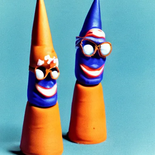 Image similar to polymer clay coneheads rioting in new york, detailed facial expressions, 1 9 8 0 s aesthetic