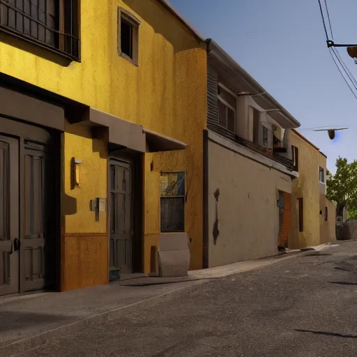 Prompt: streets made of pure gold in suburban American neighbourhood photorealistic highly detailed render, oaxaca, octane rendering, volumetric uplight