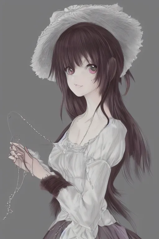 Image similar to portrait of a victorian calico cat girl noble, fursona, furry art, delicate, pure, elegant, victorian, detailed fur, detailed dress, anime key visual, makoto shinkai