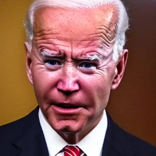 Image similar to Doom horror Biden furious glowing red eyes