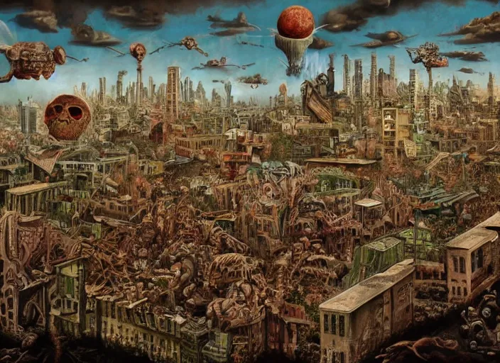 Image similar to the world during the apocalypse, lowbrow, matte painting, 3 - d highly detailed, in the style of mark ryden,